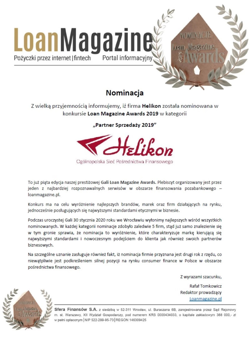 loan magazine nominacja dla helikon